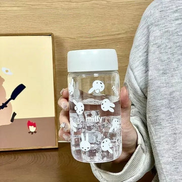 420ml Anime Miffy Rabbit Water Bottle Large Capacity Plastic Sports Water Bottle Portable Leak-proof Drinking Bottle Gifts