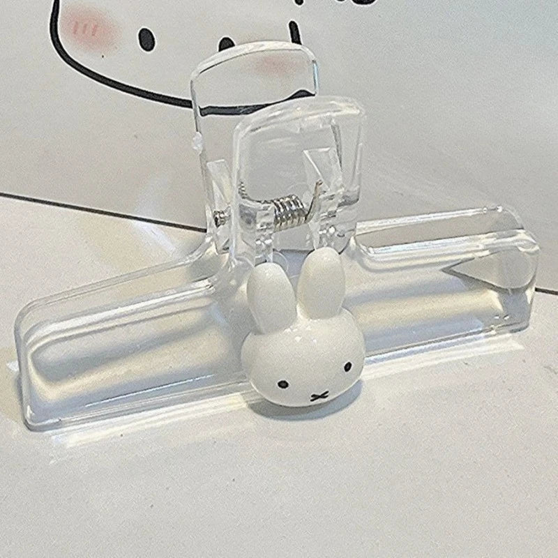 Cute Miffy Rabbit Sweet Creative Cartoon Pattern Simple Fashionable Small Portable Plastic Transparent File Exam Paper Memo Clip