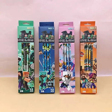 12Pcs Pencil High Appearance Level My World 2B Pencil Special Wood Pen Stationery Birthday Gift for Boy Girl