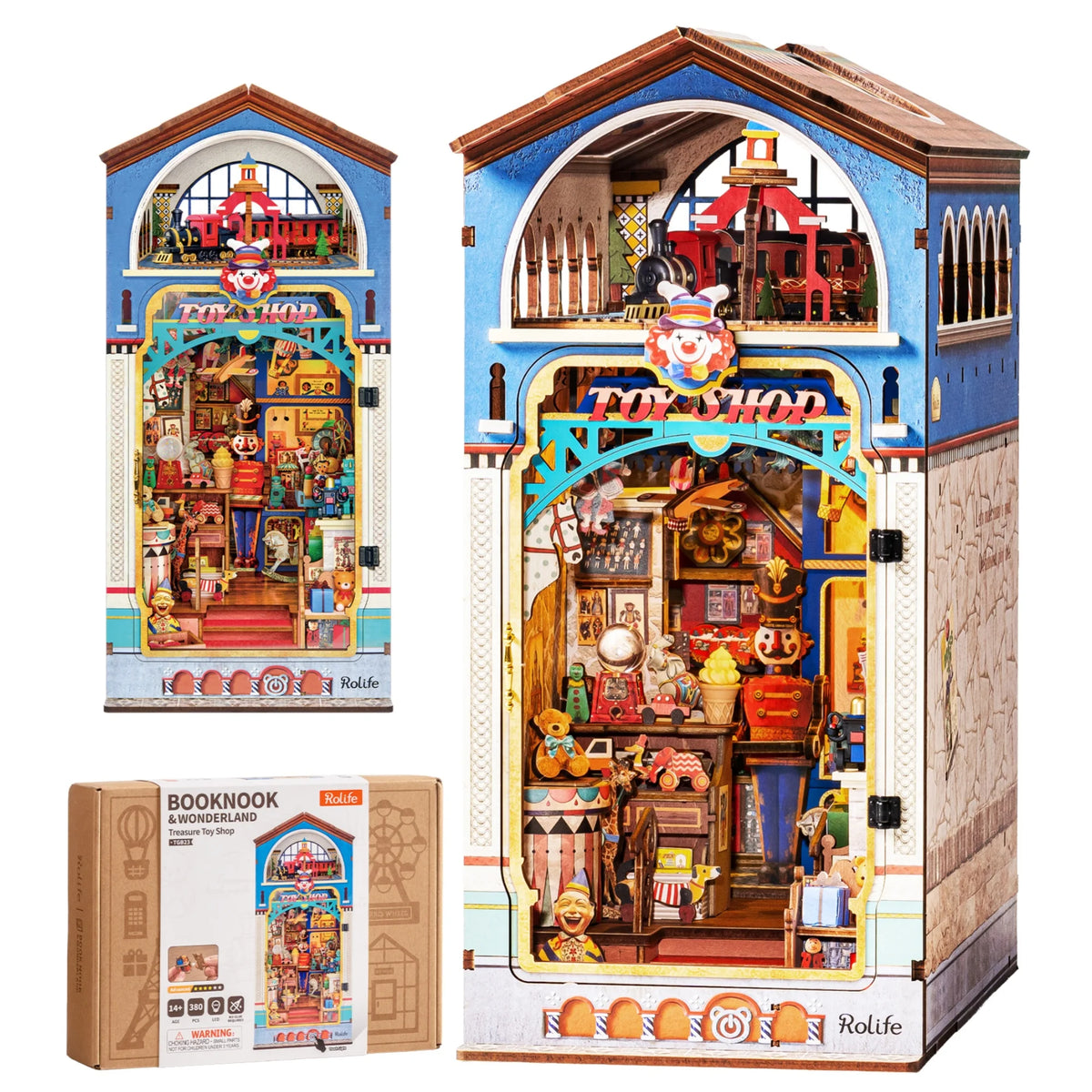 Rolife DIY Book Nook Kit 3D Puzzle Treasure Toy Shop Wooden Bookends Craft Kit with LED Light for Bookshelf Decor Brain Teasers Dollhouse Jigsaw for Holiday Gift