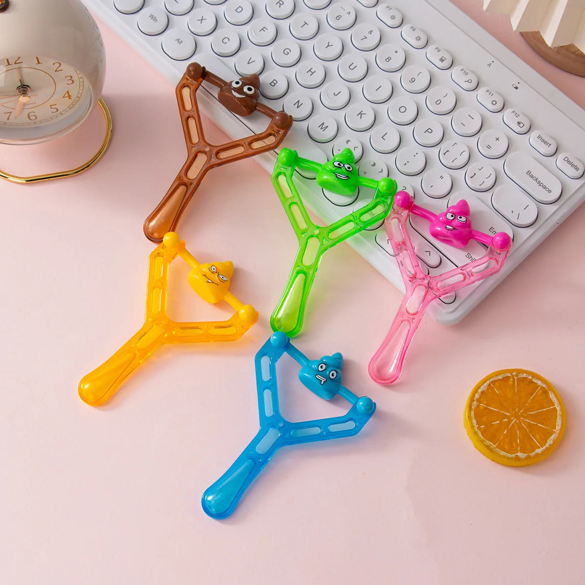 5PCS Funny Shooting Slingshot Prank Fake Poop Poo Game Antistress Children's Day Decompression Toy Kids Birthday Party Gift
