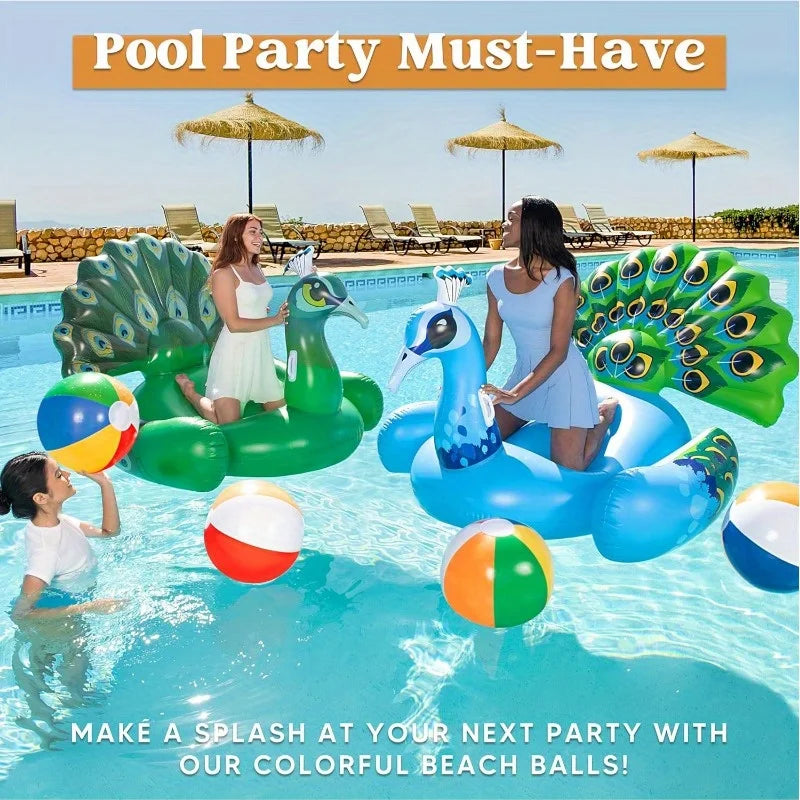 JOYFY 4Pack 20" Beach Balls Large Rainbow Beach Ball Inflatable Pool Toys for Adults Kids Party Supplies Decorations Birthday