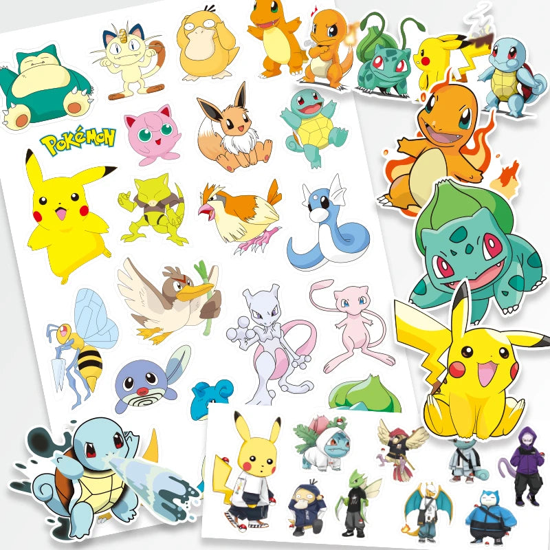 3PCS Pokemon Temporary Tattoo Stickers Children Pikachu Sticker Funny Cartoon Girls Christmas Birthday Gift Reward Toy