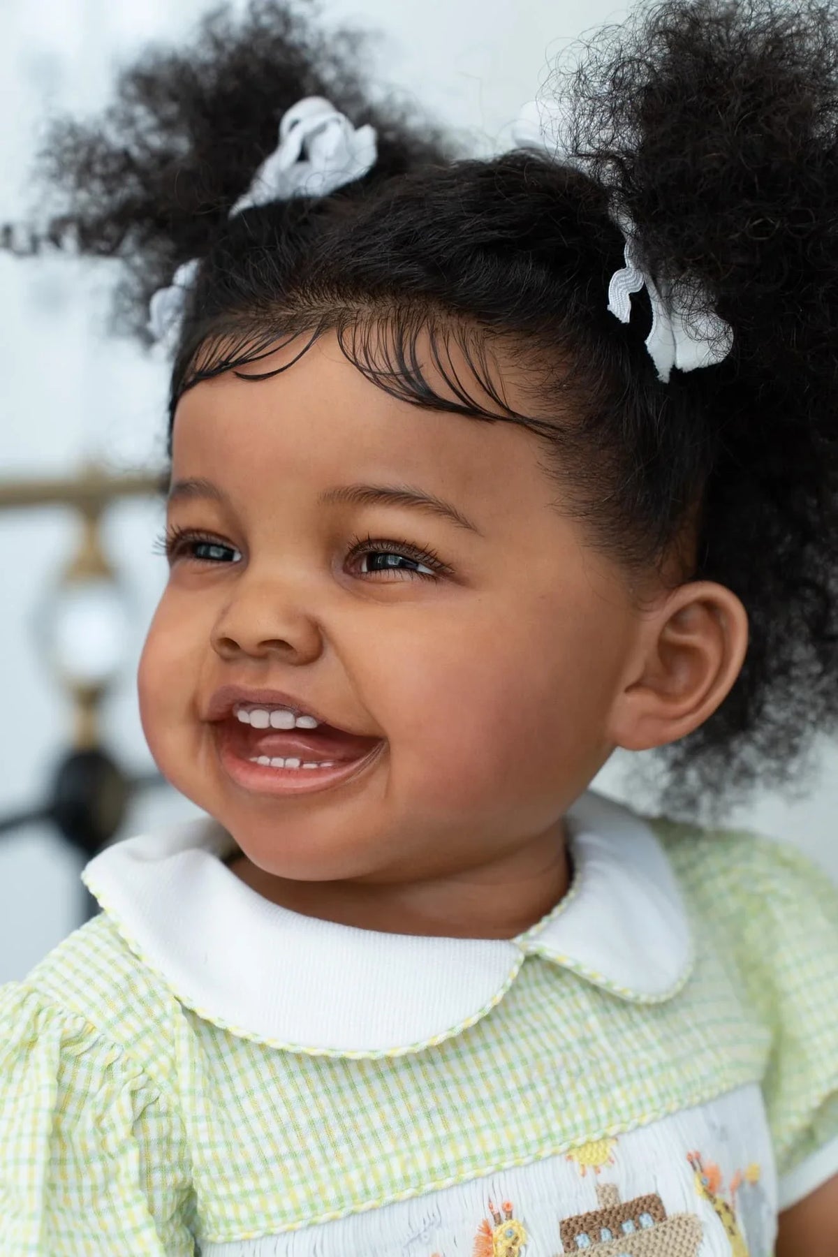 NPK 24inch Mila Dark Brown Skin Reborn Toddler Girl Doll Happy Baby Rooted Hair High Quality Collectible Art Doll