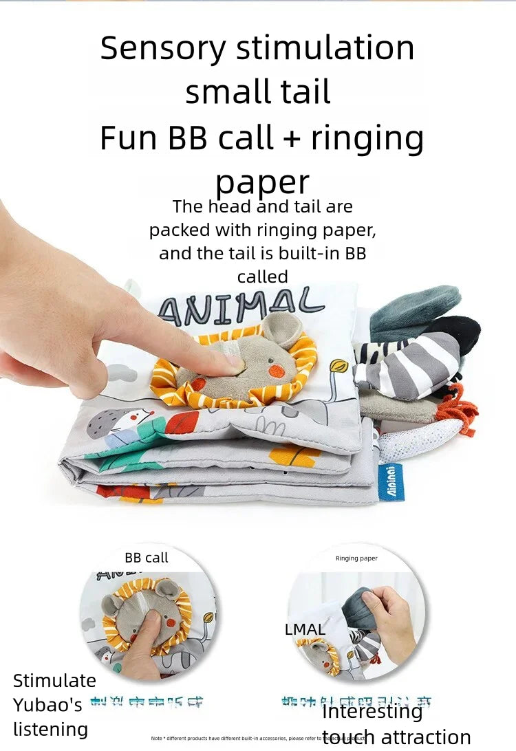 New 3D Visual Tail Cloth Book Baby Tear Resistant Biteable Cognitive Tool Interactive Parent-Child Fun Toddlers Enlighten Toys