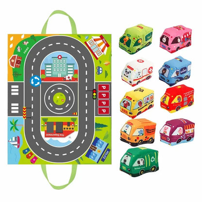 Soft Car Toy Set with Play Mat and 9pcs Vehicle for Baby Toys 12-18 Months Toddlers Car Boys and Girls Education Toys