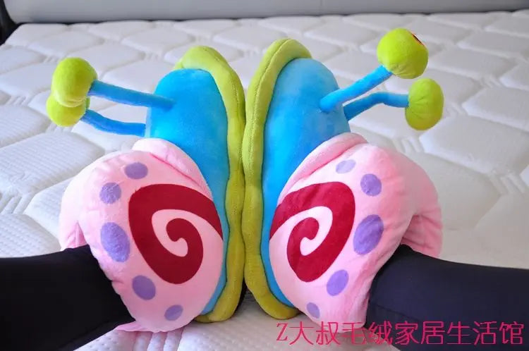 Plush SpongeBob SquarePants Cotton Shoes Snail Bags Heels Cute Home Slippers SpongeBob SquarePants Snail Boots Plush Gift