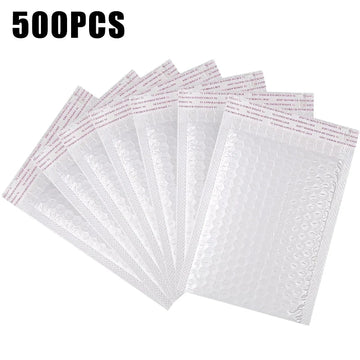 500PCS Poly Bubble Mailers Padded Envelopes Self Seal Bubble Lined Waterproof Cushion Shipping Enveloper Mailers White