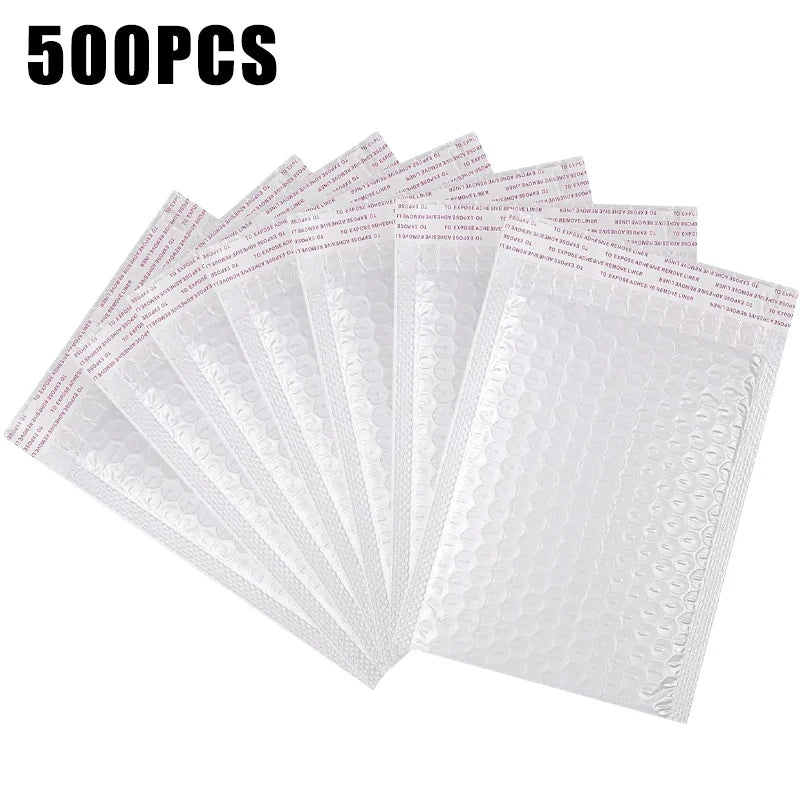 500PCS Poly Bubble Mailers Padded Envelopes Self Seal Bubble Lined Waterproof Cushion Shipping Enveloper Mailers White