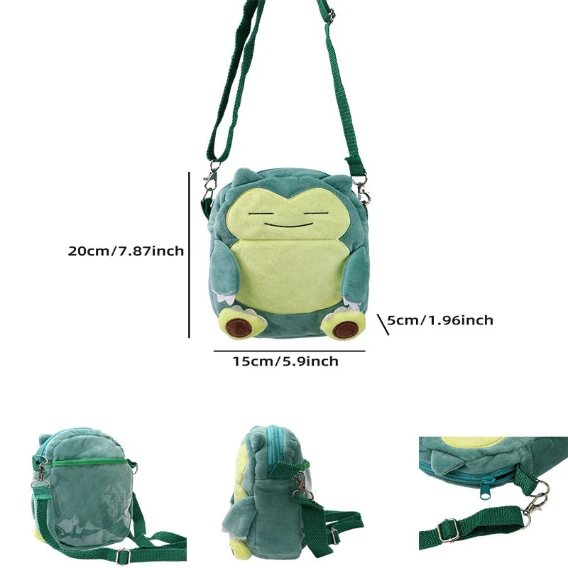 Gengar Mimikyu Snorlax Rowlet Lucario Charmander Plush Backpack Pokemon Anime Shoulder Bag Doll Toys