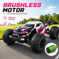 ZNLYRION 4WD Brushless RC Off-Road Monster Truck 2.4GHz 3-Speed Adjustable Remote Control Car with LED Headlights, All Terrain Big Tire Hobby RC Vehicle 2 Rechargeable Batteries RTR Toy for Adults Teens