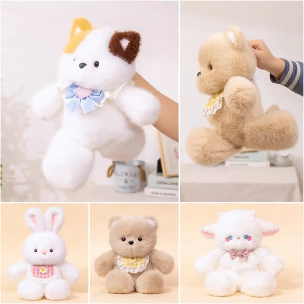 New Running Bear Plush Toys Cartoon Rabbit 40cm Stuffed Animal Stuffed with Bib Running Animal Kids