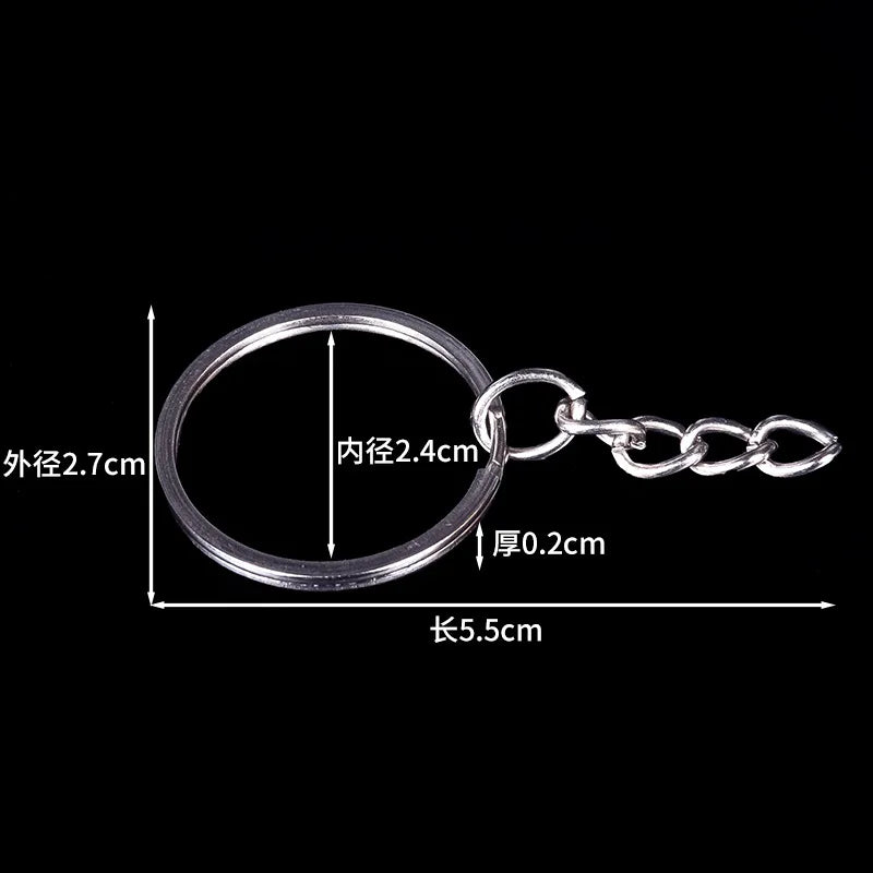 Hama Bead Accessories Metal Keychain with Chain Flat Double-layer Key Ring Hanging Ring Diy Accessories Metal Earth
