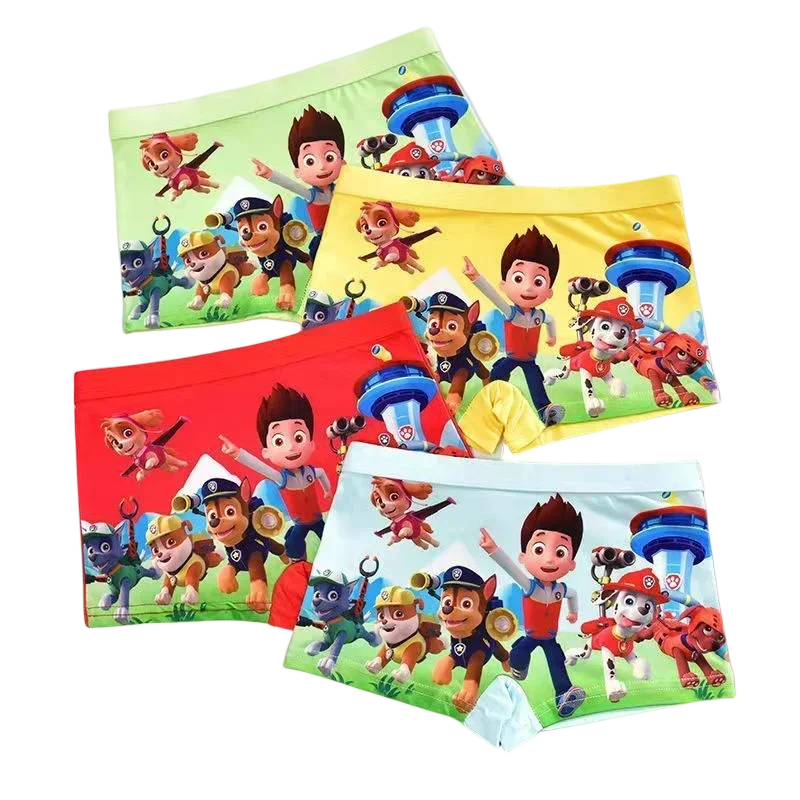 4PCS New Paw Patrol Chase Kids Boy Boxer Underwear Cute Cartoon Children Shorts Panties Boxers Cotton Underwear 2XL Panties Gift