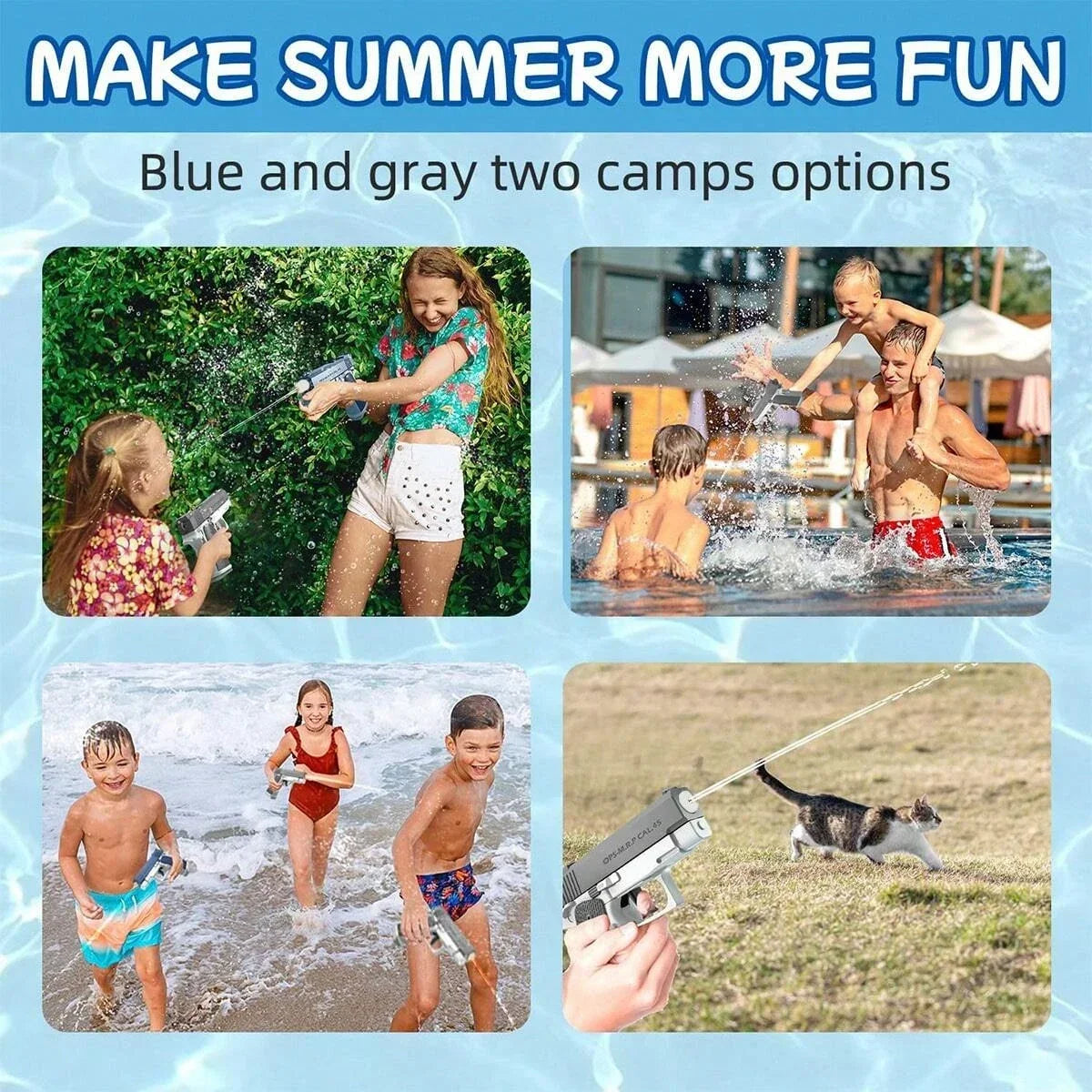 Mini Water Gun Children's Interactive Water Toy Water Spray Gun Summer Gift Toy with Linkage Rear Seat Continuous Fire Water Gun