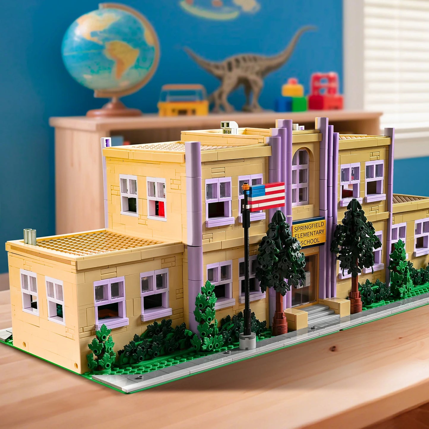 Barweer Springfield Elementary School Building Blocks Set 3500PCS Classic Anime Schoolhouse Construction Bricks Model Kit DIY Assembly Toys for Adults Ideal Birthday Holiday Gift Home Office Decoration Ornament Collection Dis