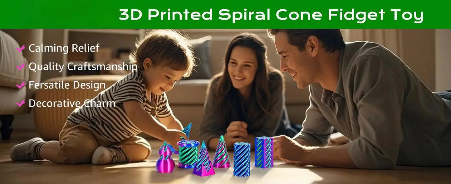 6 Pack Spiral Cone Fidget Toys 3D Printed Impossible Passthrough Pyramid Pillar Gourd Helix Screw Toys for Anxiety Relaxing