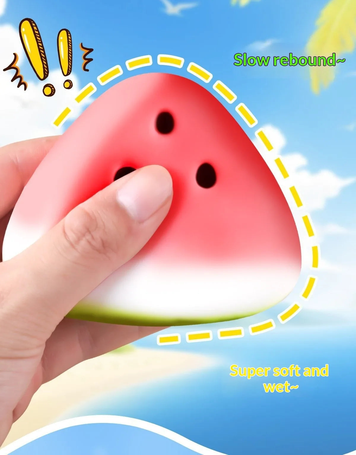 Watermelon Squishy Toy Slow Rising Stress Relief Squeeze Toy Super Soft Hand Grip Fidget Toy for Anxiety Relief Kids Adults Gift