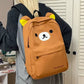 Kawaii Cartoon Rilakkuma Korilakkuma Embroidery Waterproof Nylon Backpack Large Capacity Student School Bag For Girls Boys