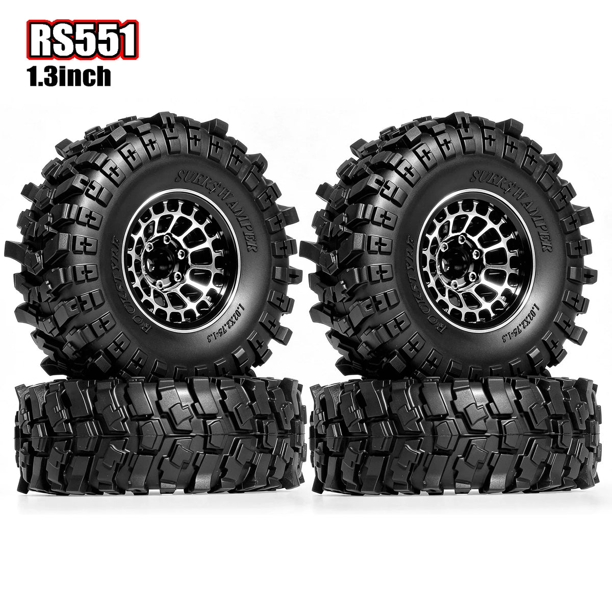 RED SPIDER 4Pcs 1.3 Inch RC Complete Wheels Set Metal Beadlock Wheel Rims + Deep Tread Rubber Tires With Foam OD 68.8mm For 1/18 Traxxas TRX4M Axial SCX24 FCX24 Micro RC Crawler Buggy Off Road DIY Modification Parts