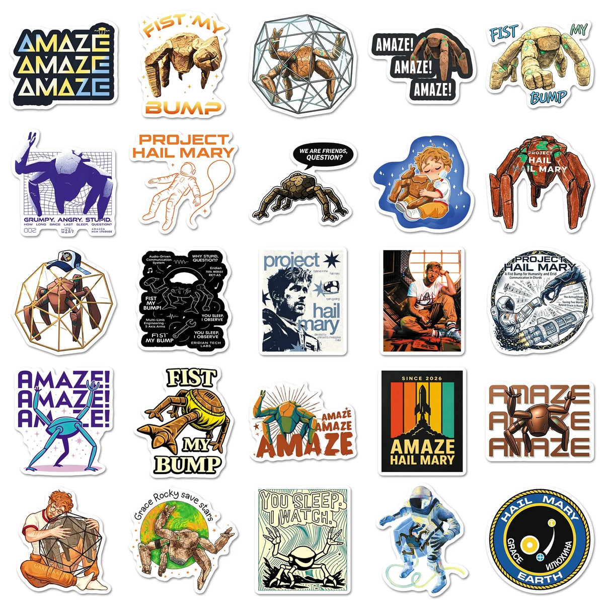 50Pcs Project Hail Mary Stickers Decals For Laptop Scrapbook Luggage Guitar Helmet DIY Graffiti Aesthetic Stickers