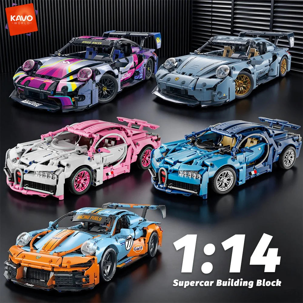KAVOWORLD 1:14 Scale Supercar Building Blocks Set MOC Sports Vehicle Car Model Kit Racing Car Toys for Teens Boys Birthday Gifts