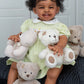 NPK 24inch Mila Dark Brown Skin Reborn Toddler Girl Doll Happy Baby Rooted Hair High Quality Collectible Art Doll