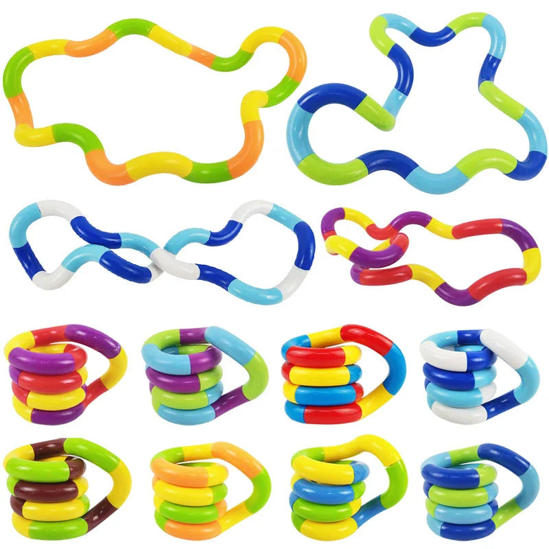 5Pcs Rainbow Circle Rope Tangle Rope Twist Fidget Toy Sensory Autism Therapy Jouet Anti Stress For Kid Adult ADHD Toy