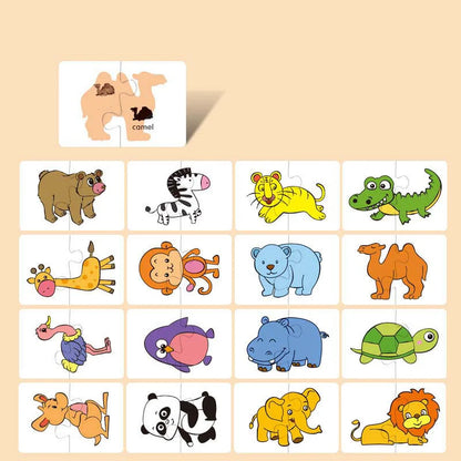 16pcs Montessori Toddler Puzzle Cards Toys For Kids Jigsaw Matching Game Education Toys Cartoon Shape Cognitive Training Gift