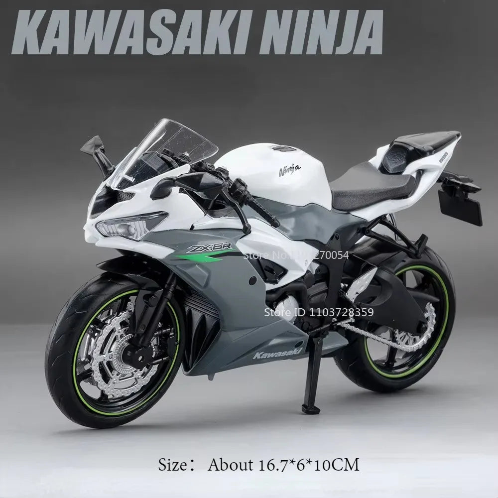 1:12 Sportster Model Toy Motorcycles Alloy Diecast Nijia ZX-6R Motorbikes Sound Light Shock Absorption Rubber Tires Kids Gift