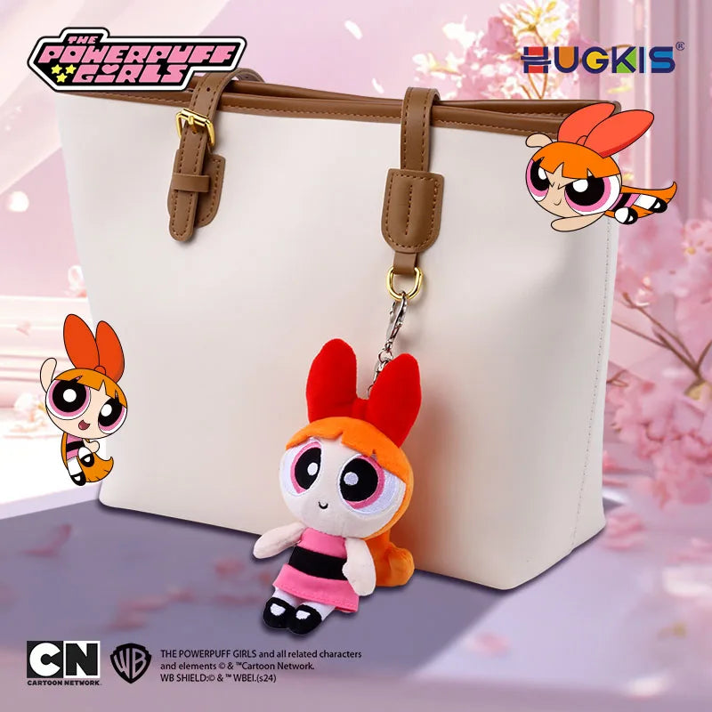 Kawaii Anime The Powerpuff Girls Blossom Bubbles Buttercup 12cm Pp Cotton Filled Plush Keychain Cartoon Pendant Doll