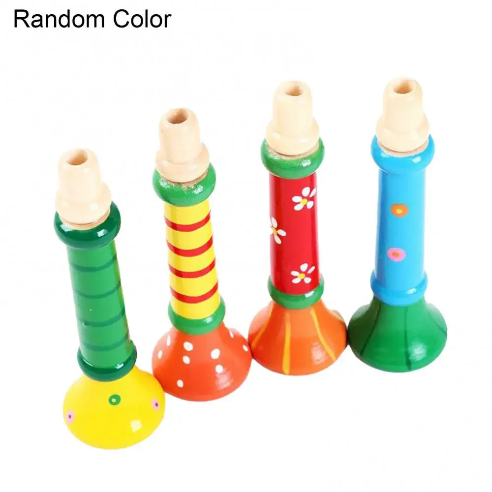 Wooden Trumpet Toy Horn Whistle Montessori Musical Instrument for Kids