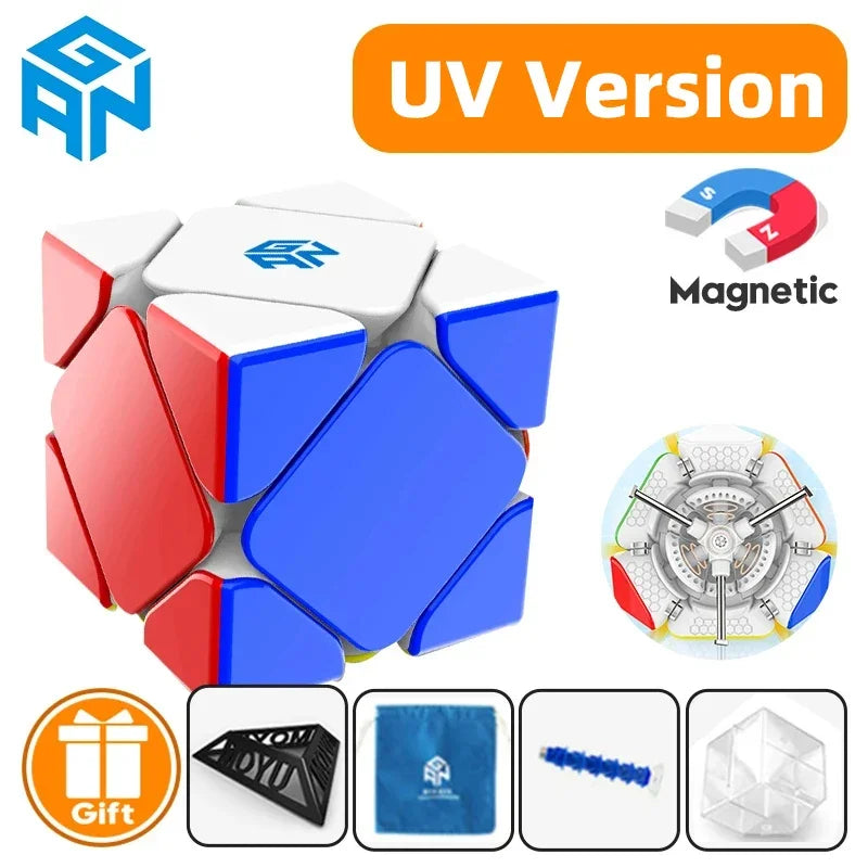 【JudyCube】GAN Skewb Magnetic (Enhanced UV Coated) Magnetic Magic Speed Cube  Professional Fidget Toys GAN Skewb Cubo Magico