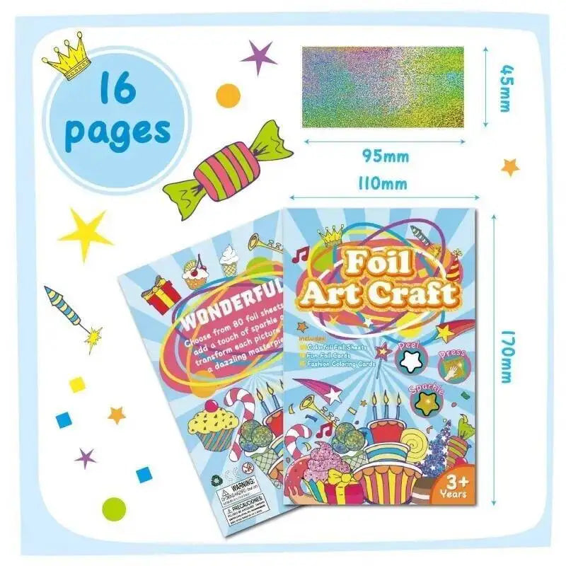 Cartoon Art Sticker Book DIY Handmade Foil Art and Crafts Coloring Books Painting Drawing Craft Toys for Children Gift