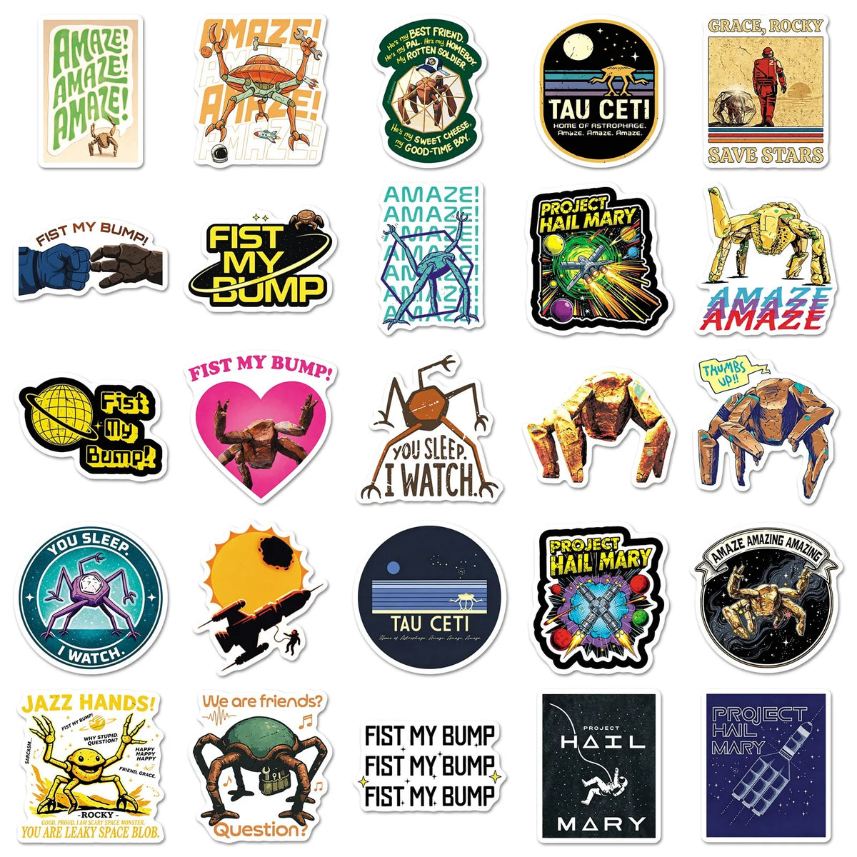 50Pcs Project Hail Mary Stickers Decals For Laptop Scrapbook Luggage Guitar Helmet DIY Graffiti Aesthetic Stickers