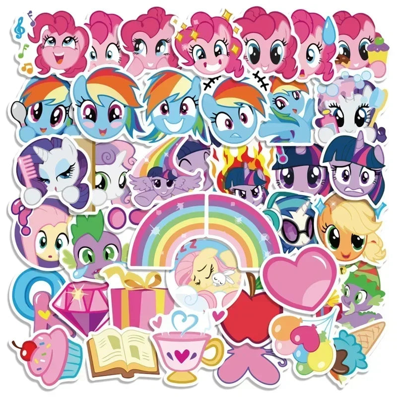 50/100pcs Cartoon Anime Cute My Little Ponyy Color Phone Case Water Cup Girl Hand Account Sticker