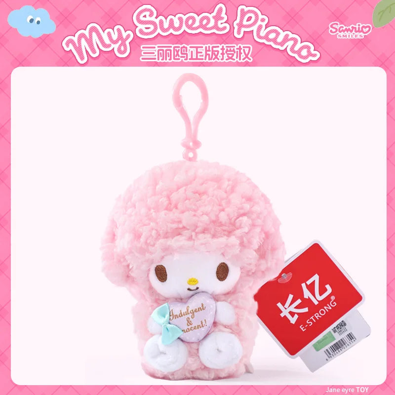 Genuine Sanrio Anime Kawaii Piano Keychain Stuffed Plush Toys Lamb Doll Pendant Pillow Ornaments Keyring Birthday Christmas Gift