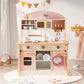 Robud Kids Wooden Pink Play Kitchen All in 1 Corner Set Includes Oven Refrigerator Washer Perfect Birthday Gift for Little Chefs