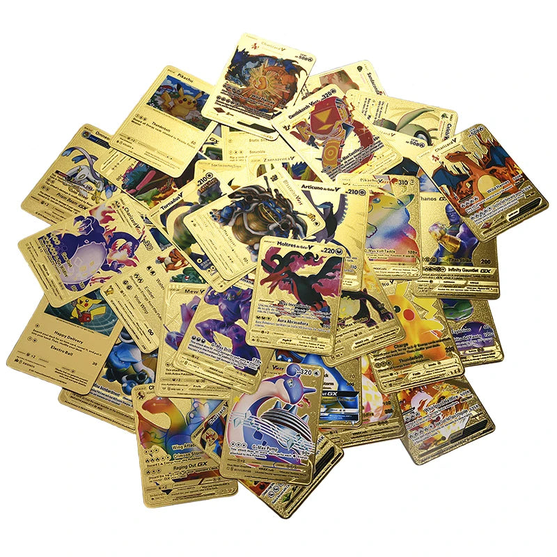 81-15Pcs Pokemon Cards Gold Silver Vmax GX Card Collection Battle Trainer Card Spanish English French Child Toys Christmas Gifts