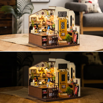 Rolife DIY Miniature House Kit Cozy Kitchen 3D Wooden Puzzle Dollhouse Building Model Kit for Home Decor Gift for Adults Friends