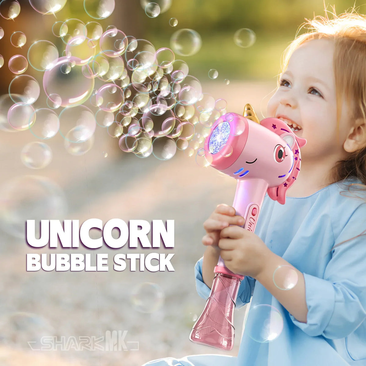 Bubble Machine Bubble Toy with Lights, Summer Outdoor Party Gift, Bubble Wand, Suitable for Young Kids, Unicorn Magic Wand