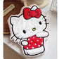 Kawaii Hallokitty & My Melody Hanging Hand Towel, Cartoon Hand Towel Water-Absorbent Coral Fleece Kitchen Bathroom Towel Gifts