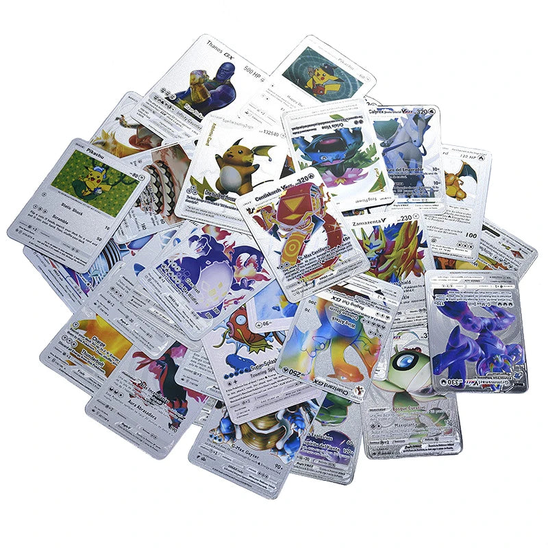 81-15Pcs Pokemon Cards Gold Silver Vmax GX Card Collection Battle Trainer Card Spanish English French Child Toys Christmas Gifts