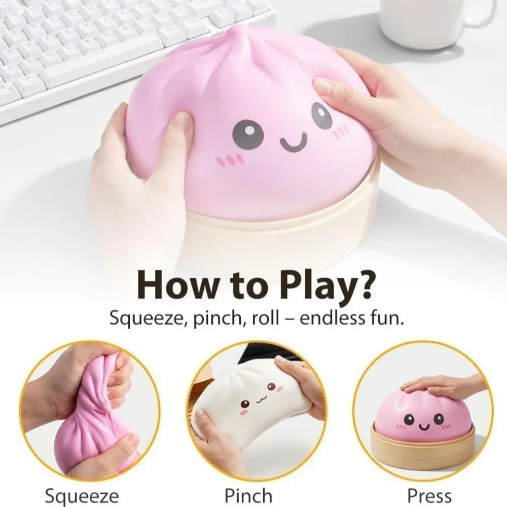 16cm Extra Large Big Dumplings Squeeze Toy with Steamer Soft Squeeze Toy Slow Resilience Fidget Squeeze Decompression Dough