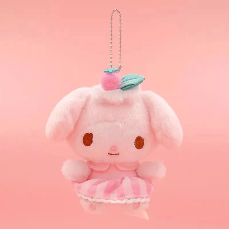 Sanrio Hangyodon Kuromi Melody Pachacoo Cinnamoroll Stuffed Plush Toys Pendant Cute KT Keyring Anime Keychain Christmas Gift