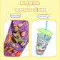Toy Story 4 Pack Plastic Straw Cup Set Official Cartoon Reusable BPA Free Drinking Cups