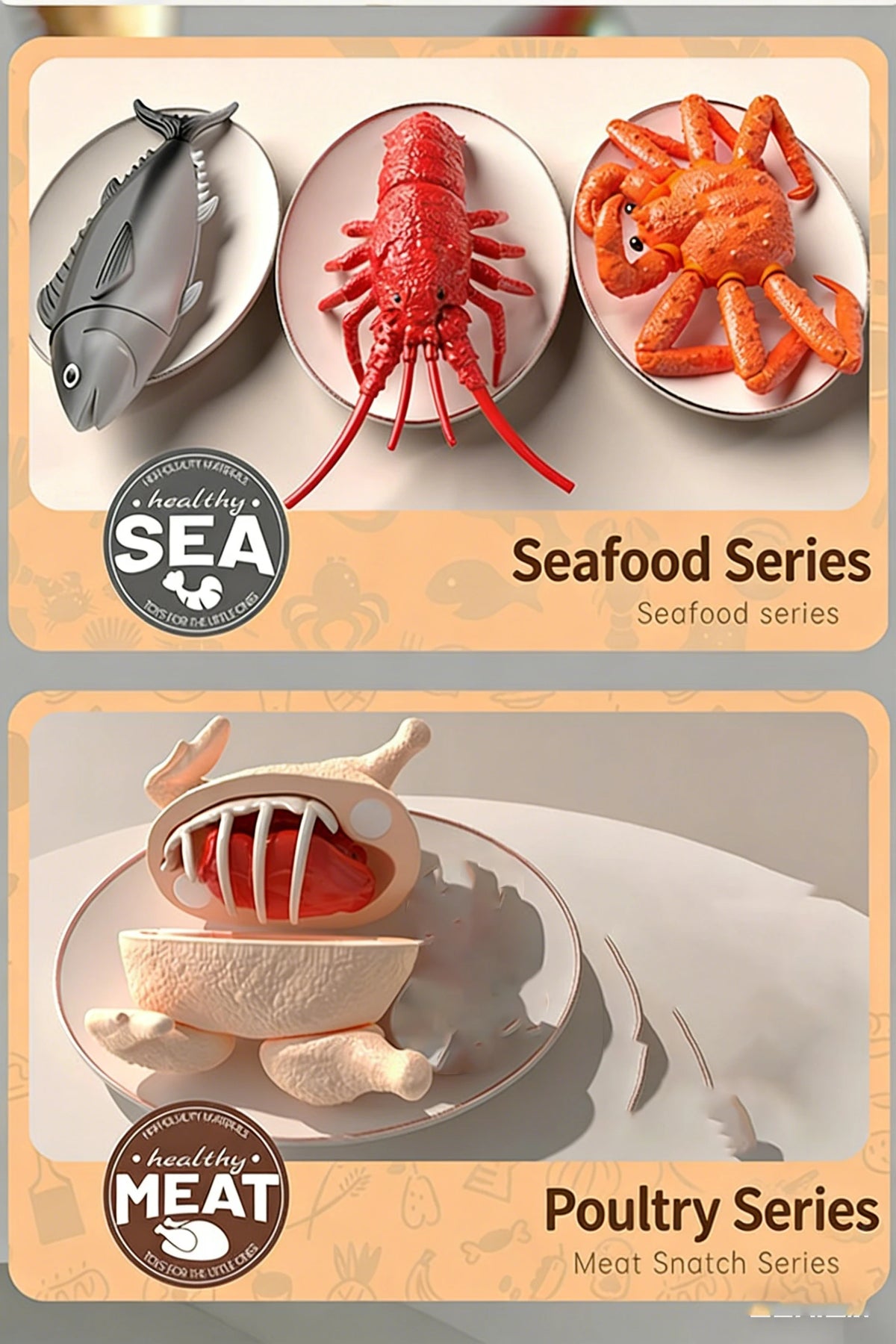 Simulation Lobster Emperor Crab Chicken Fish 3D DIY Assembly Toy Model Pretend Play Fruit Cutting Set Early Educational Gifts