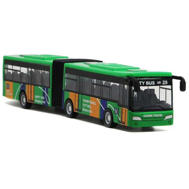 Double Section City Bus Toy Simulation Pull Back Vehicle Model  Play Car Multiple Color Options For  Collection
