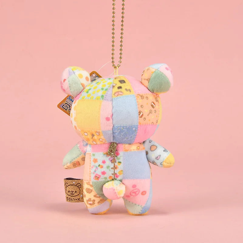 7/12cm Patchwork Limited Rilakkuma bear Plush Keychain Kiiroitori Doll Pendant Cute Relax bear Cartoon Decoration Holiday Gift