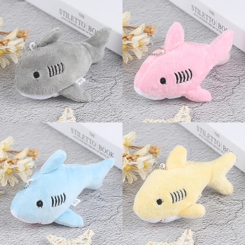 12CM  Keychain Gift Shark Plush Stuffed TOY DOLL  Kids Small Mini Cute Marine Animals Plush Toys